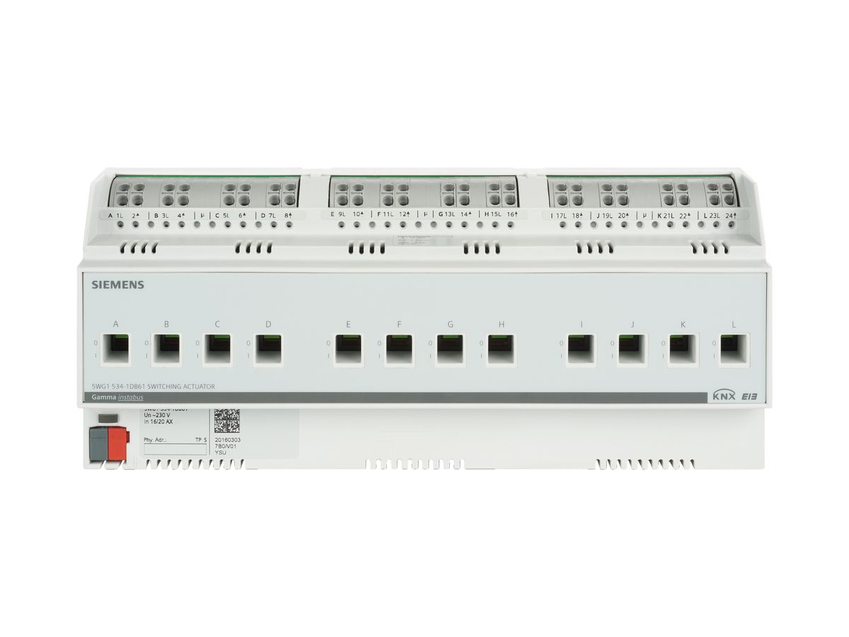 REG-Schaltaktor Siemens KNX 12-fach 230VAC 16/20AX C-Last