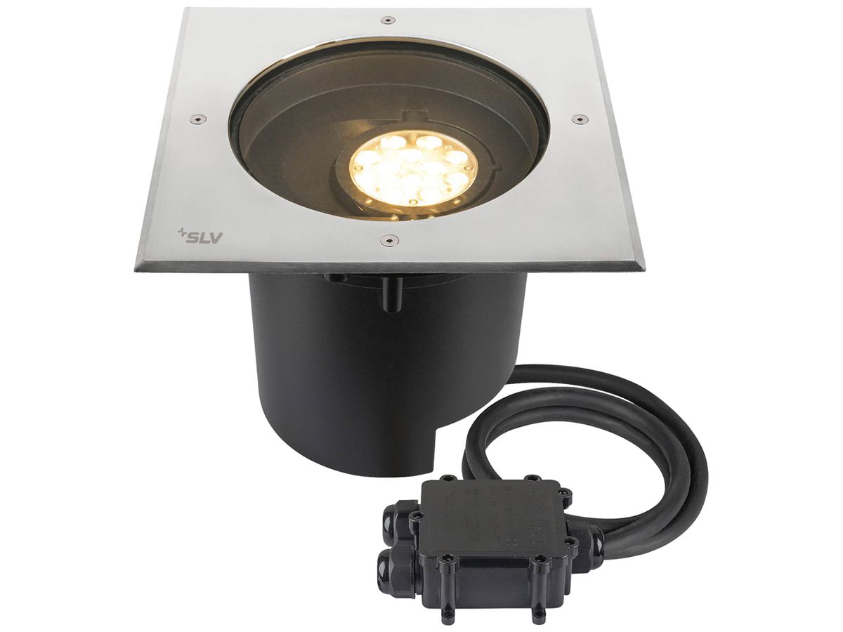 EB-LED-Bodenleuchte SLV DASAR XL IP67 27W 2600lm 830 DALI 270×270 Edelstahl