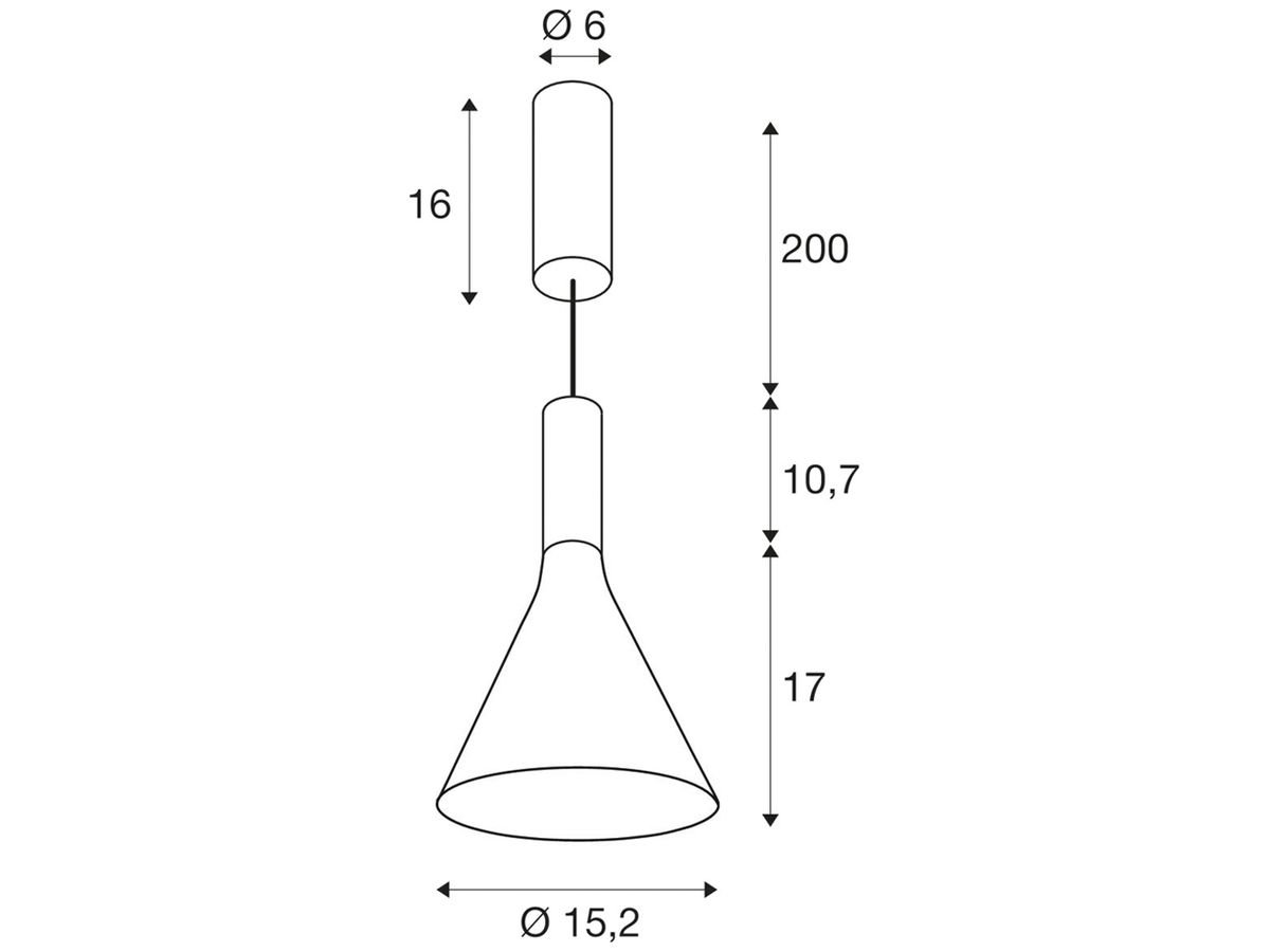 LED-Pendelleuchte SLV LALU CONE 10W 550lm 2700…3000K DIM Ø152×270mm schwarz