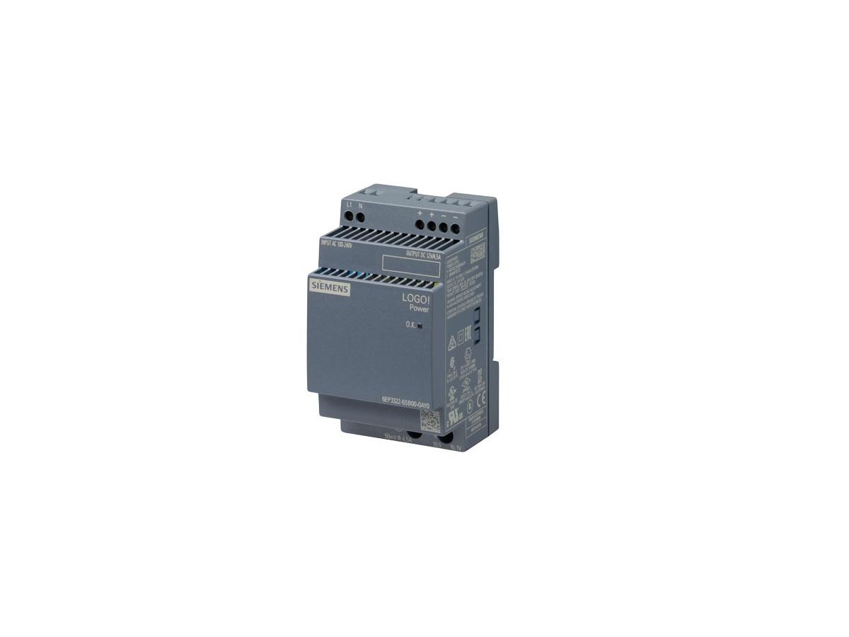 Stromversorgung Siemens LOGO!POWER, IN:100…240VAC, OUT:12VDC/4.5A, 3TE