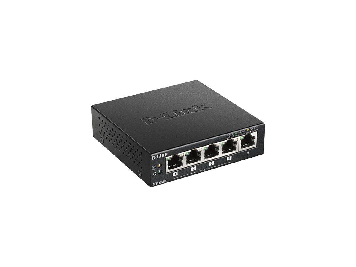 Switch D-LINK DES-1005P/E, 5-Port PoE+ Fast Ethernet Desktop