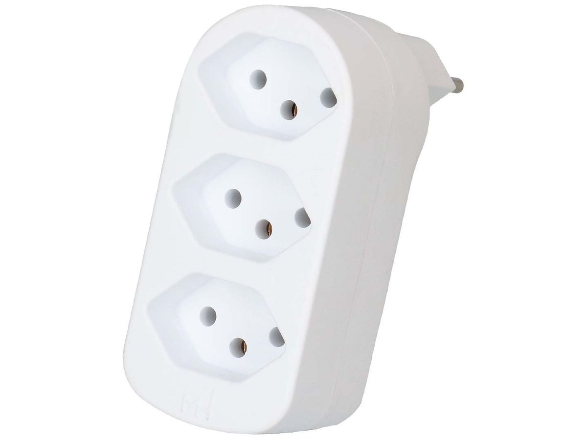 Mehrfach-Stecker MAX HAURI ADAPT SPLIT 10A 3×T13 ws