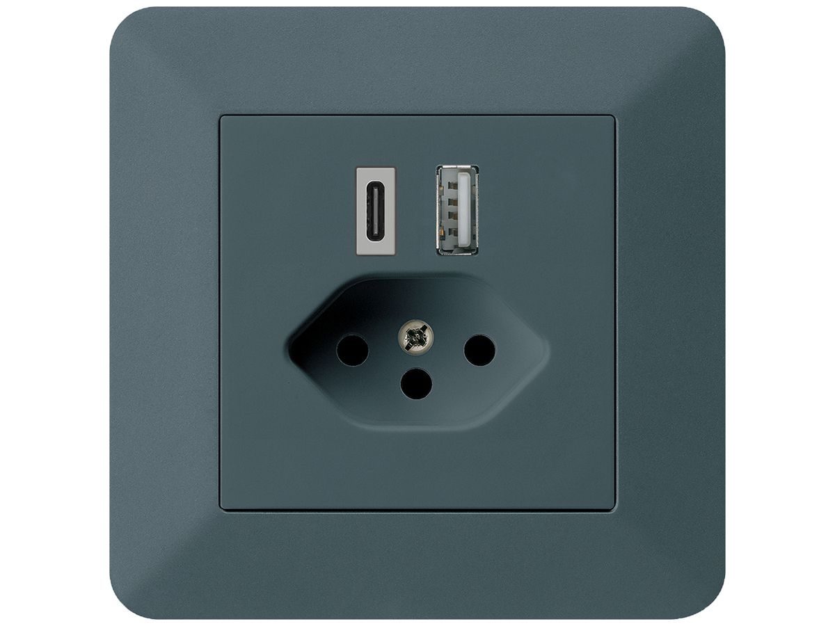 UP-USB-Ladesteckdose kallysto.trend 18W PD 1×Typ A 1×Typ C T13 anthrazit