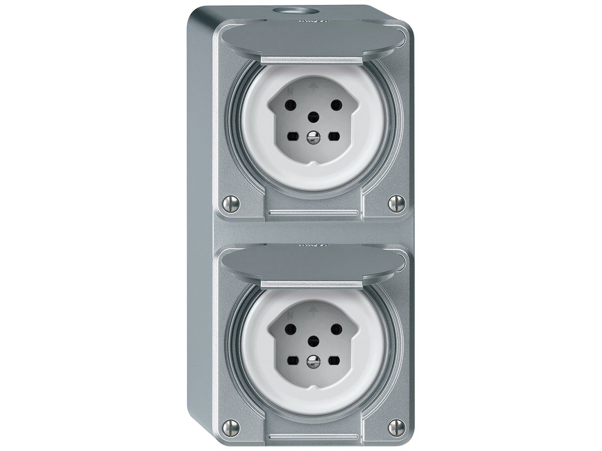 AP-Kombination robusto 2×Steckdose T15 86×146mm Aluminium