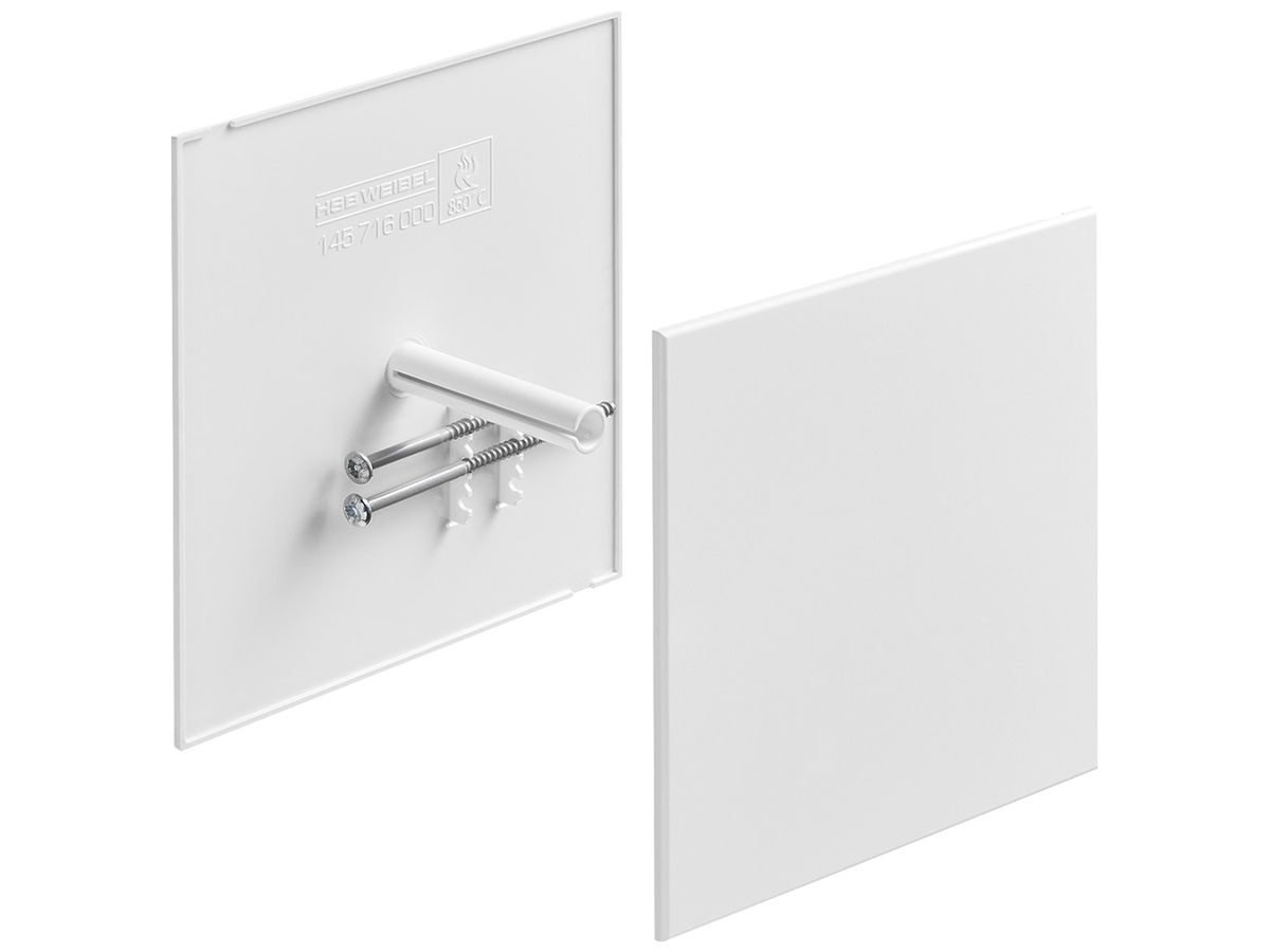 Steckdeckel HSB Slim mit Zentrumsschraube, 130×130mm, weiss halogenfrei