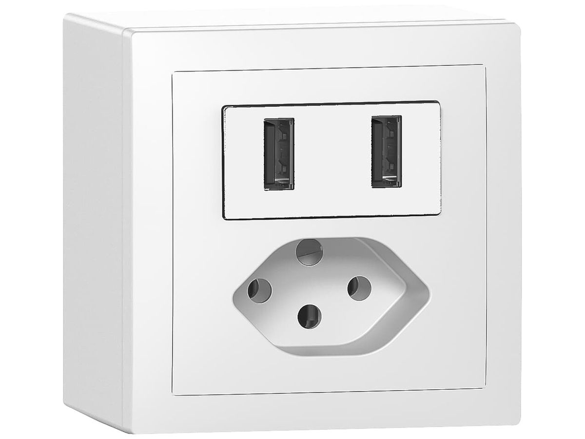 AP-USB Ladesteckdose mit T13 SIDUS 240V max.2400mA weiss