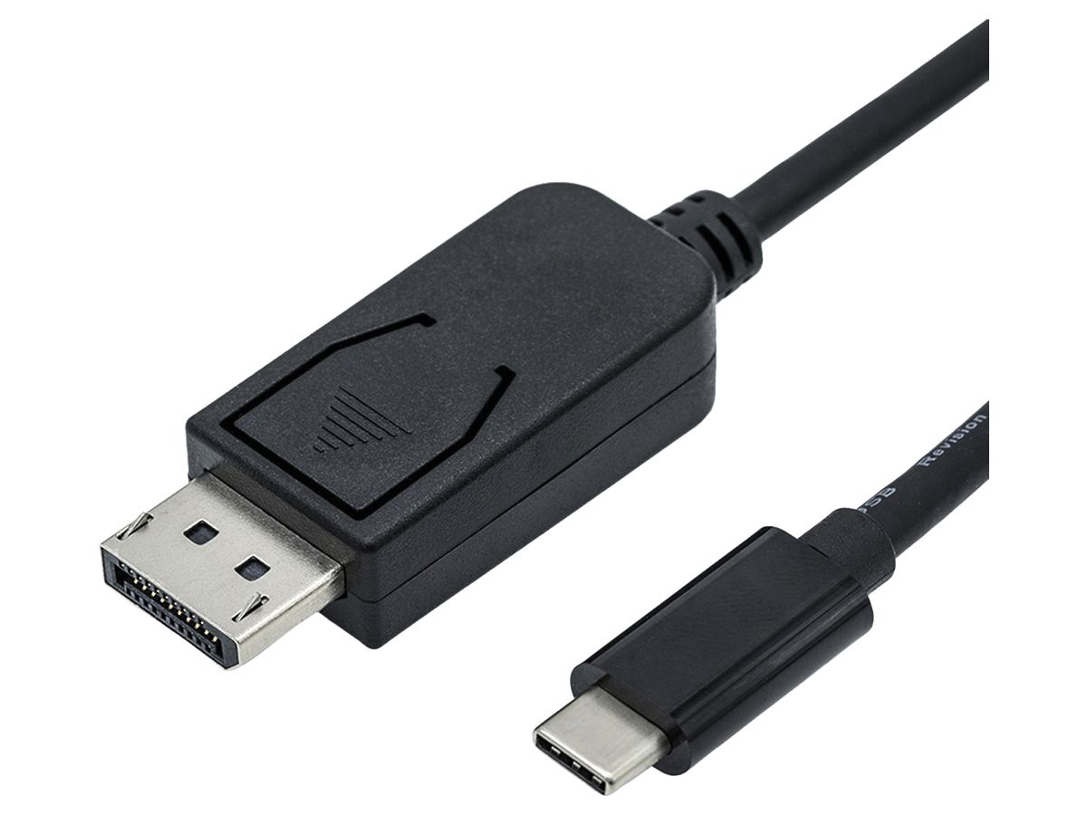 USB-C/DisplayPort-Kabel ROLINE 4K@60Hz (USB 3.1) schwarz 1m