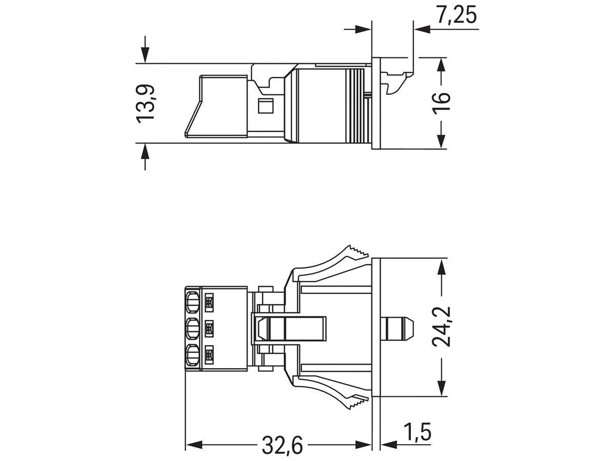 Stecker WAGO 3L 0.25…1.5mm² schwarz Codierung A 16A 250V Snap-In