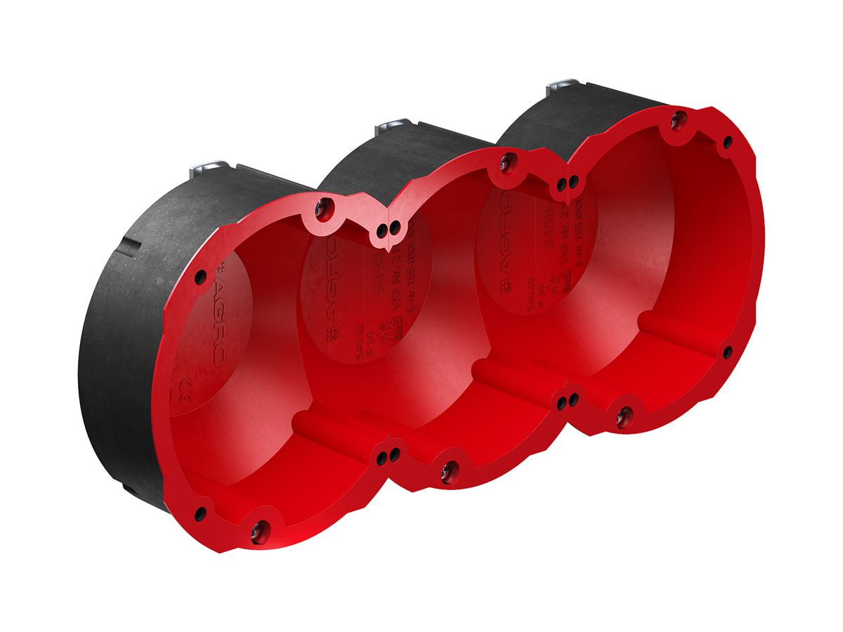 Hohlwanddose AGRO 90 3×1 Quickbox Ø83mm für Brandschutz EI30-EI90