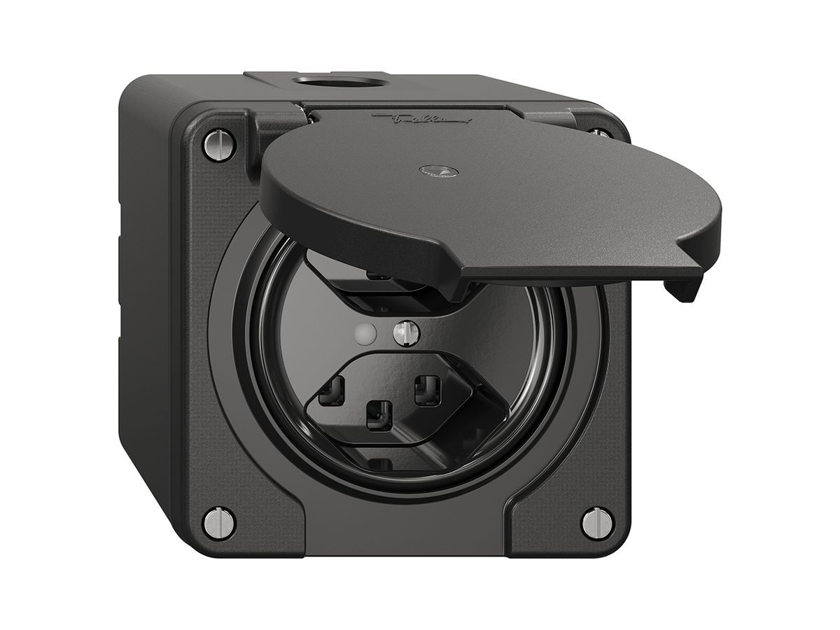 NAP-Steckdose NEVO, 2×T23, IP21, m.LED, schwarz
