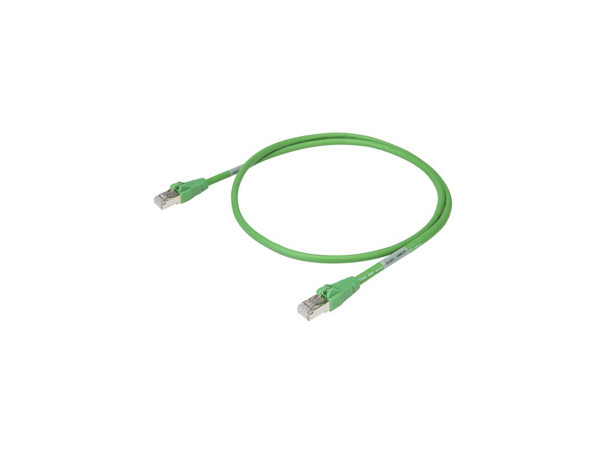 Patchkabel RJ45 WAGO 756-1250, Kat.6A S/FTP, Axialentriegelung, LSOH, grün, 3m