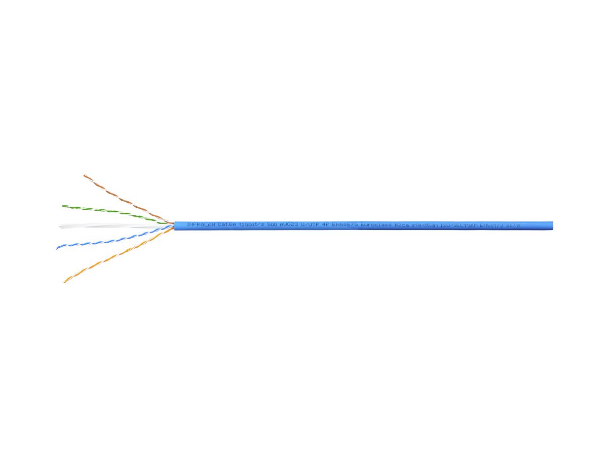 Datenkabel INFRALAN 500 U/UTP 4×2×0.57 LSZH 500MHz Kat.6A, blau, B2ca