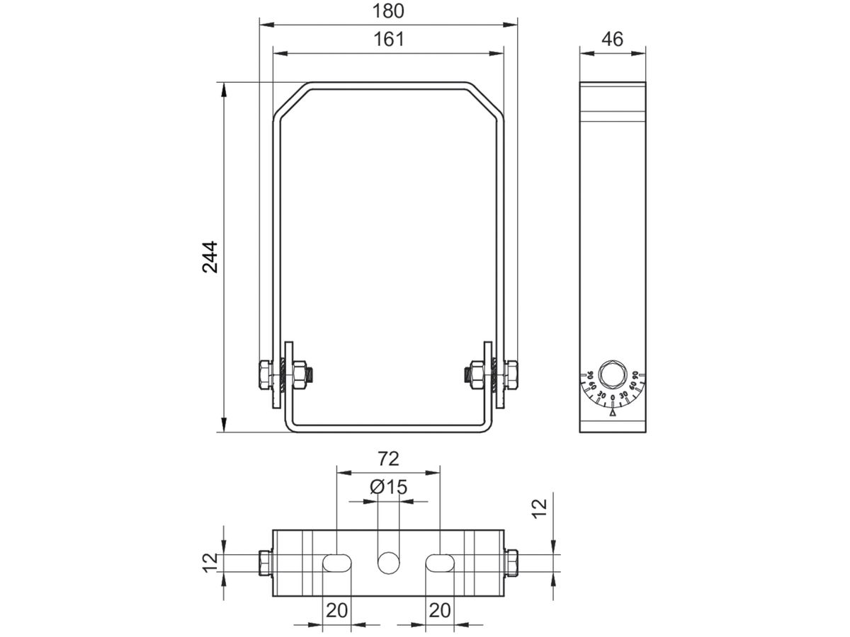 Befestigungsbügel Philips BY121Z Stahl 244×180×46mm grau