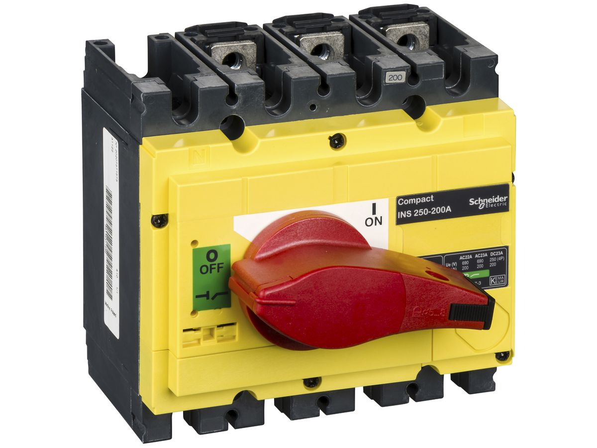 Lasttrennschalter Schneider Electric INS 3L 200A mit Drehgriff rot/gelb