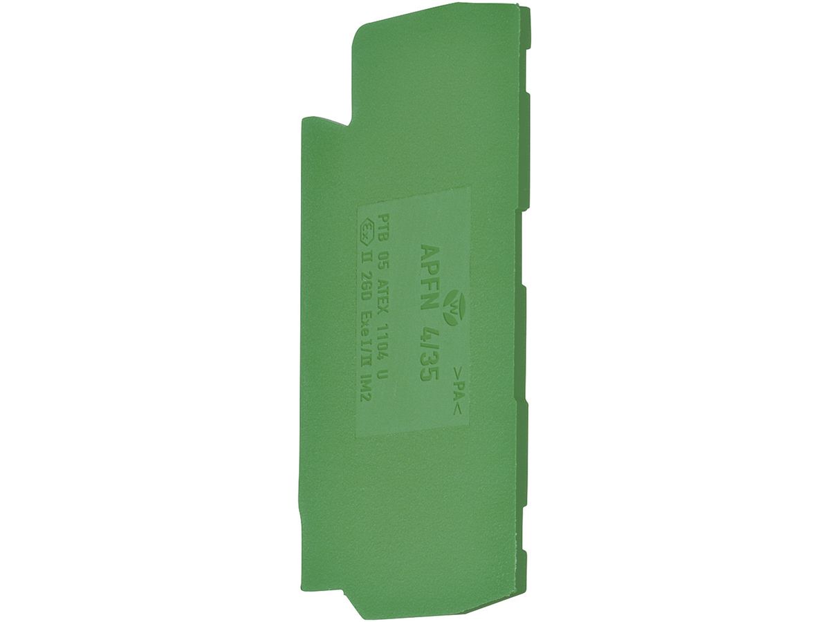 Abschlusswand Hager für KYA04EH2 PE-Klemmen 4mm² grün-gelb