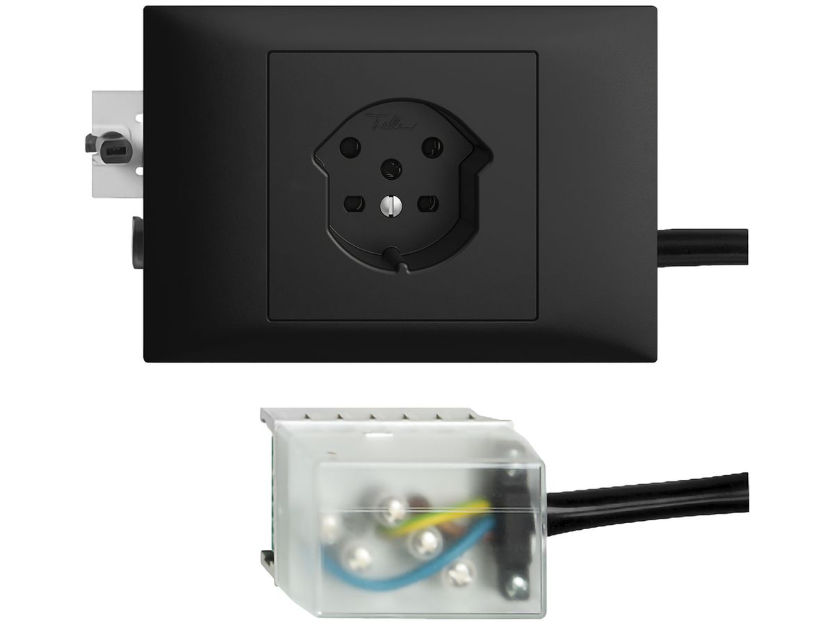 EB-Steckdose EDIZIOdue T15 schwarz 49…69mm für Flachkabel Powerbus