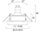 EB-Spot Sylvania INSET GU10 1×75W IP20/44 100×95×95mm aluminium