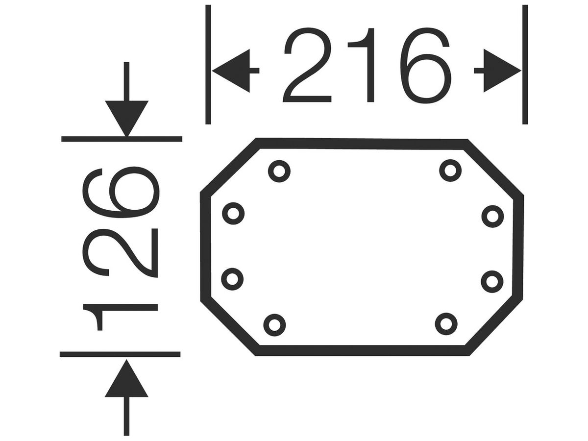Montageplatte 126×216 Enystar zu App.-Gehäuse Gr.1, 2 und 3
