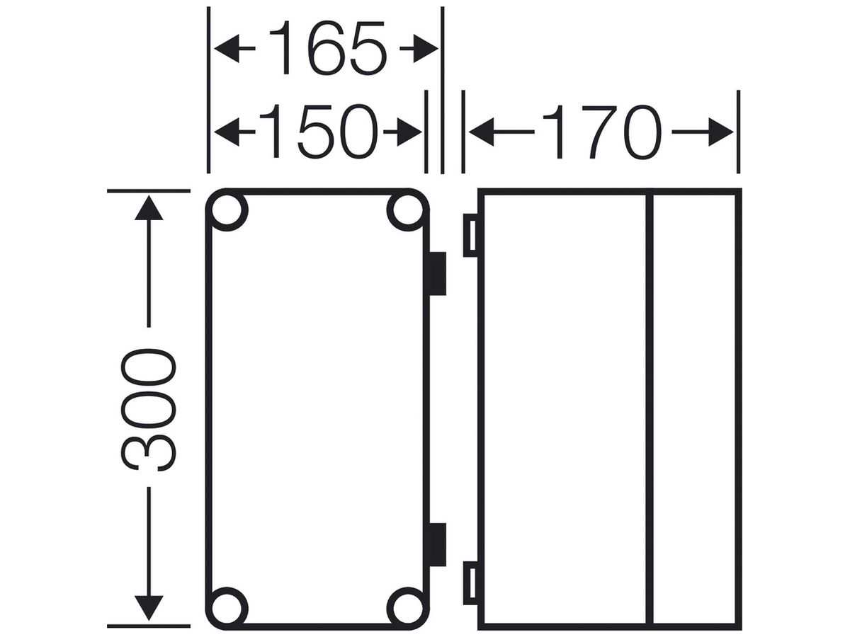 Apparategehäuse grau MI 9100 leer mit Deckel transparent, 300×165×170