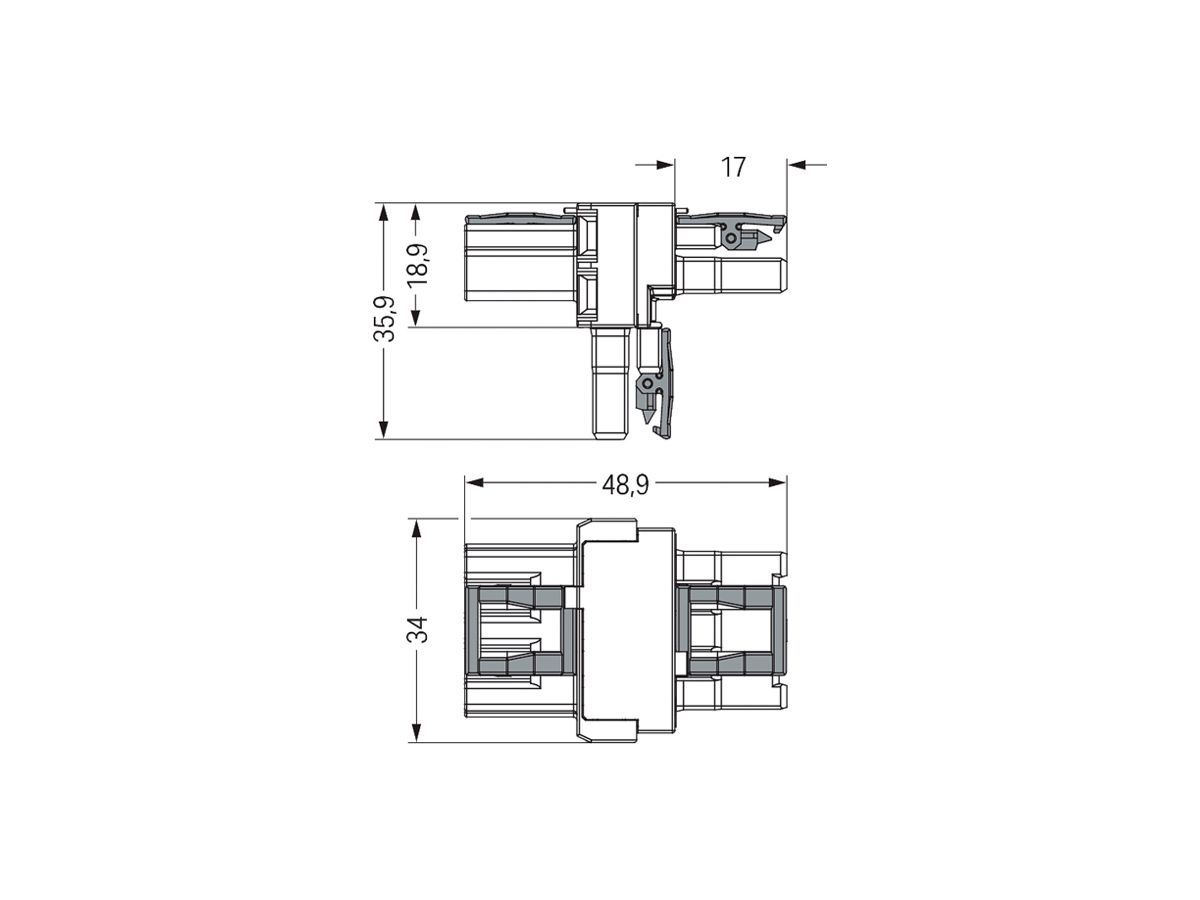 T-Verteiler WAGO 3L Stecker/2×Buchse weiss