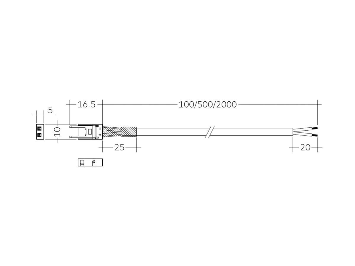 Anschlusskabel Tridonic ACL für LED-Modul Stecker 2-polig 500mm schwarz