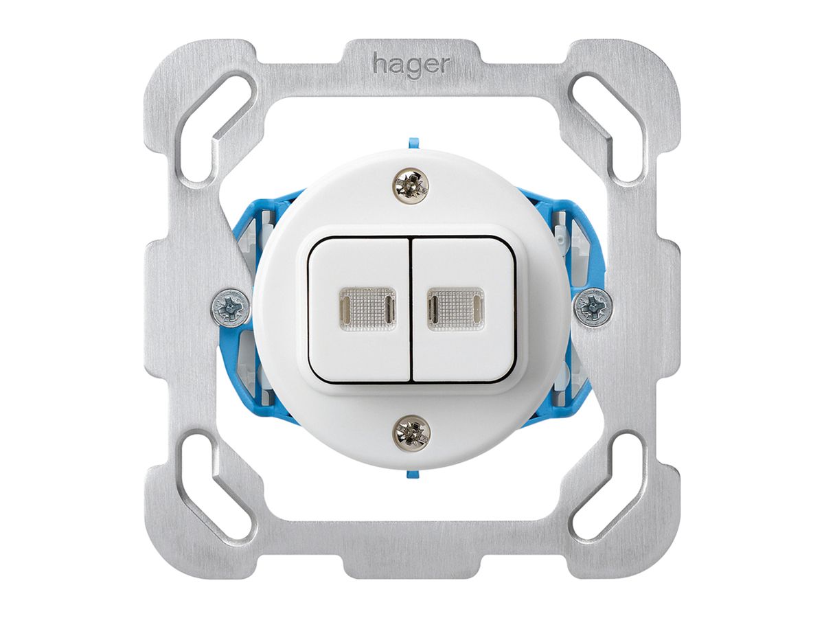 Einsatz zu UP-Leuchttaster basico 2L WW/1L mit Befestigungsplatte weiss