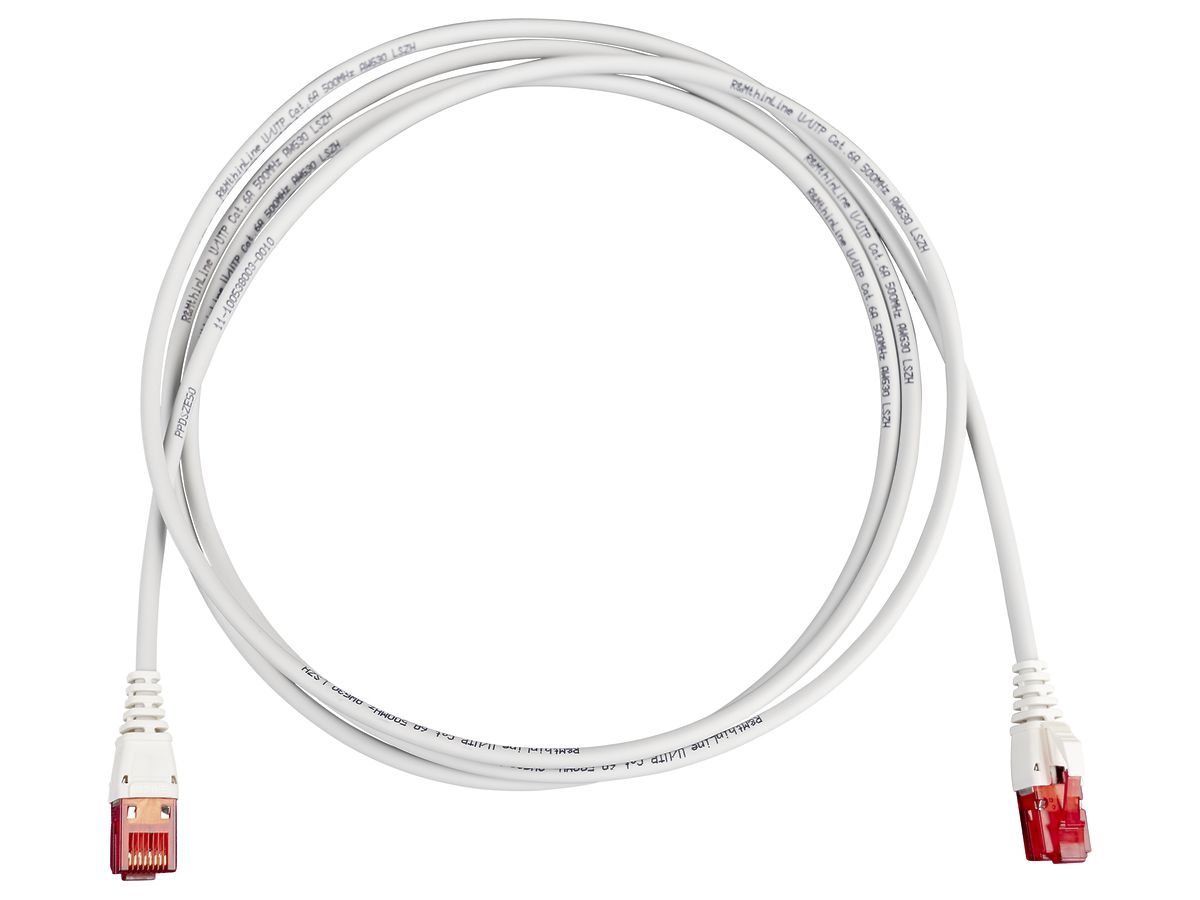 Patchkabel RJ45 R&M thinLine, Kat.6A U/UTP, 4P, LSZH grau, 10m