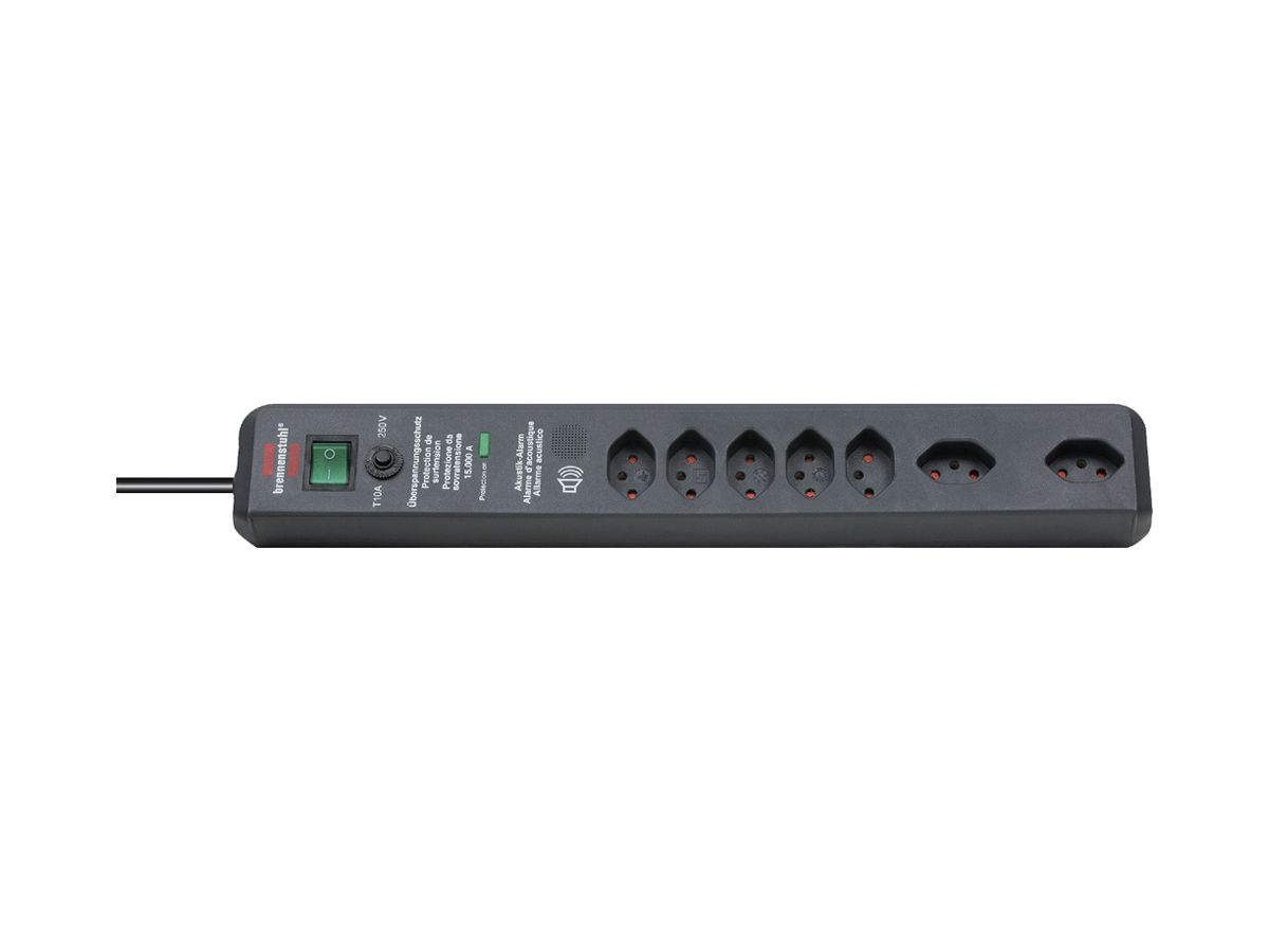Steckdosenleiste Secure-Tec Schalter max.19500A 5+2 90°×T13 3m an