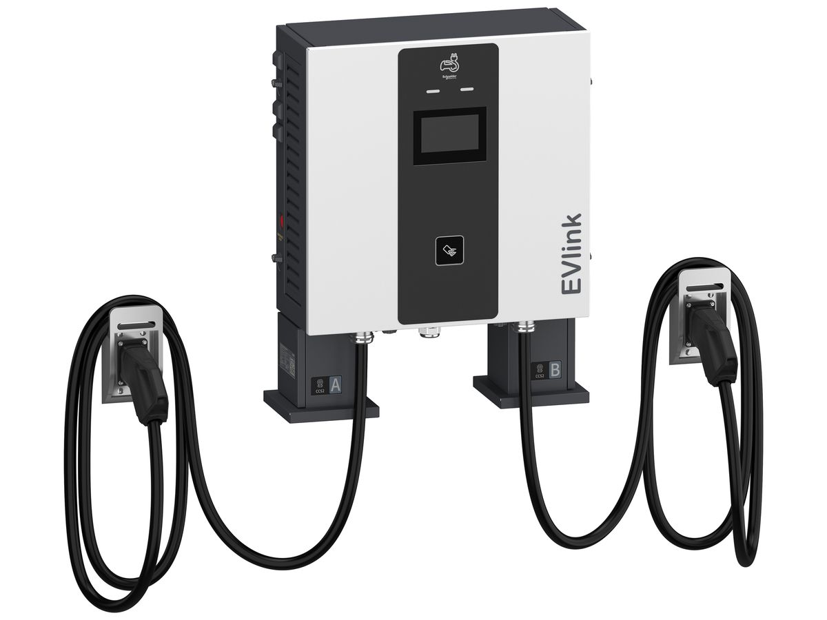 Ladestation EVlink Pro 2×CCS2 5m o.Kabelmanagement 4G ISO15118 IK10 IP55