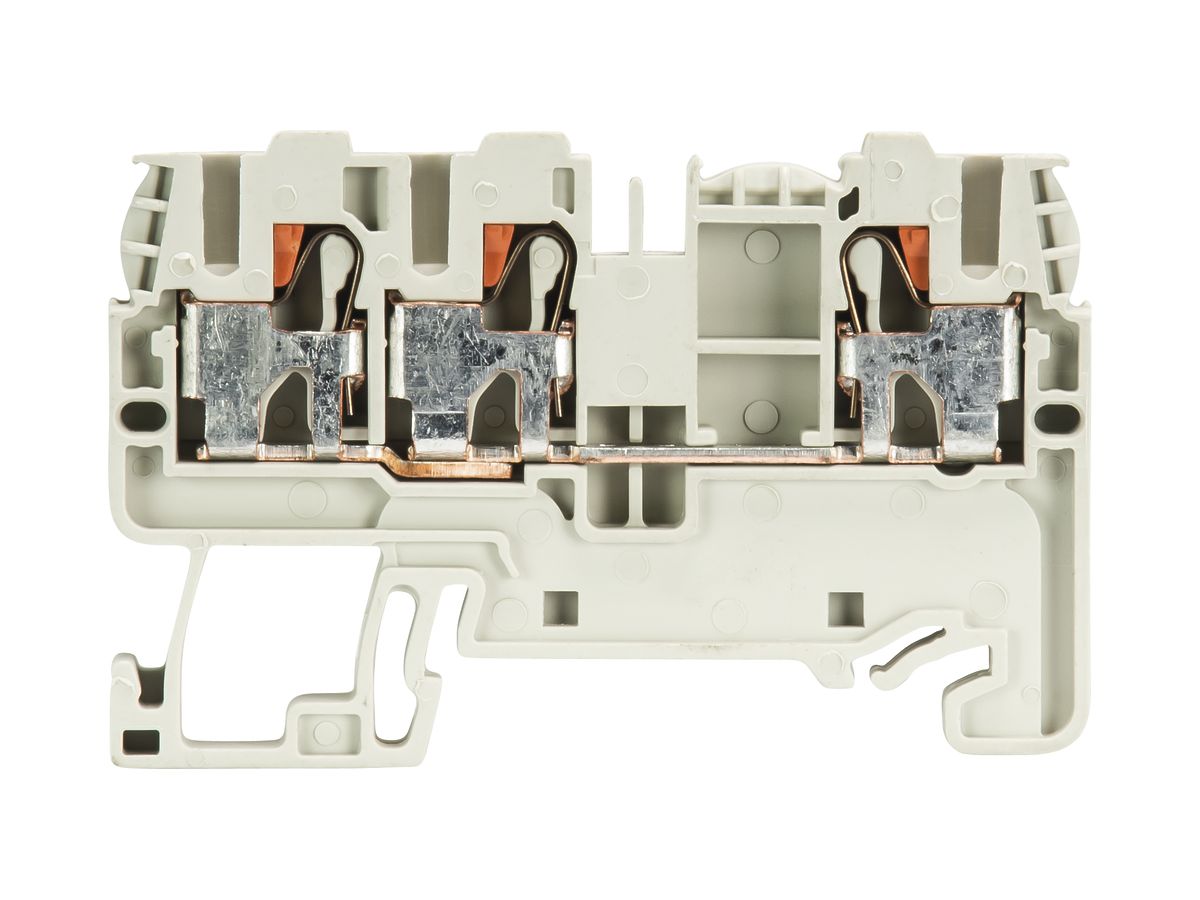 Durchgangs-Reihenklemme WTP 0.2…2.5mm² 32A 800V 3×Steck.1 Et.Hutschiene TH35 gr