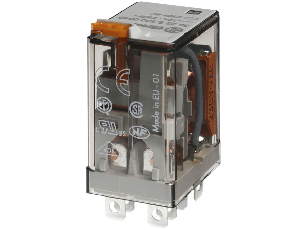 Leistungsrelais Finder 56 2W 12A/24VAC AgNi Prüftaste/LED/mechanische Anzeige