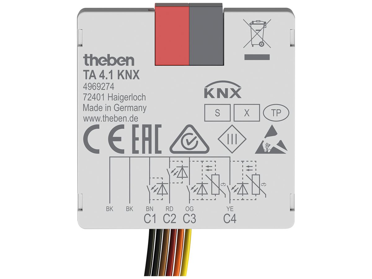 EB-Ein-/Ausgangs-Modul KNX Theben TA 4.1 4-Kanal 5VUC 38×37.3×12.4mm