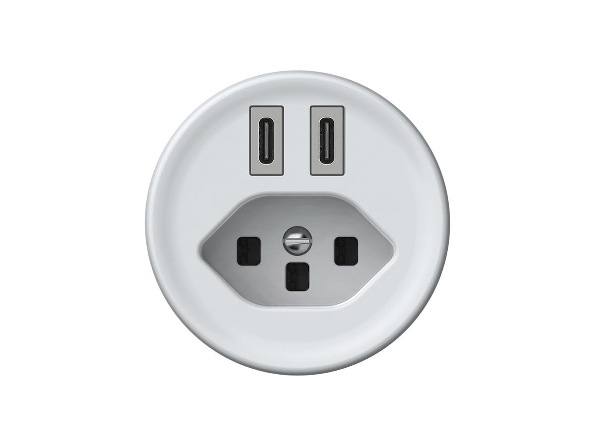USB-Ladesteckdose origin 2×USB-C 3000mA 5V mit Typ 23 weiss