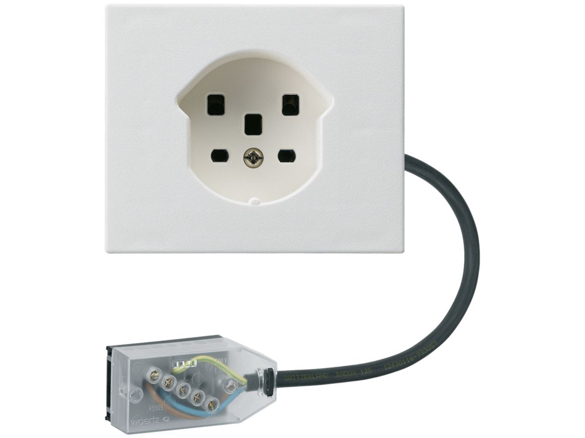 FLF-Steckdose HA Typ 25 mit Steckklemmen mit Flachkabel-Adapter Technofil weiss