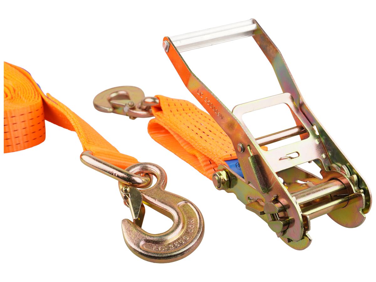Spanngurt Orange Line 50kN Ratsche Karabinerhaken 8m×50mm orange