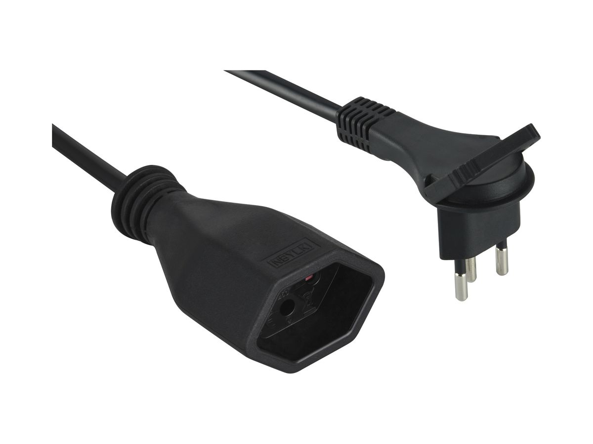 Verlängerungskabel FLAT Stecker T12/Kupplung T13, 3m schwarz