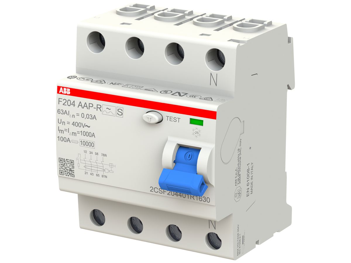 Fehlerstromschutzschalter ABB 30mA 63A 3P+N F204A-63/0.03 AP-R