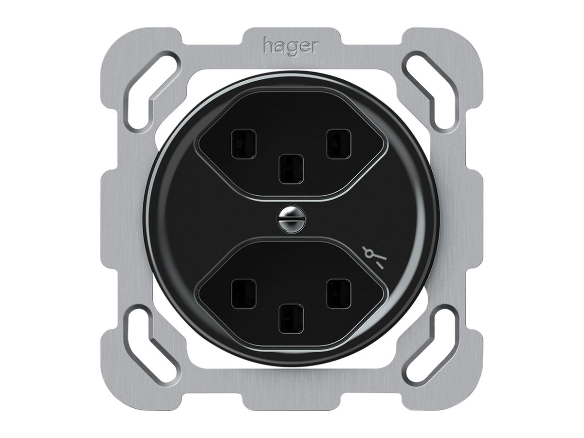 UP-Steckdose origin 2×Typ 23 1×S 16A 230V 77×77mm schwarz