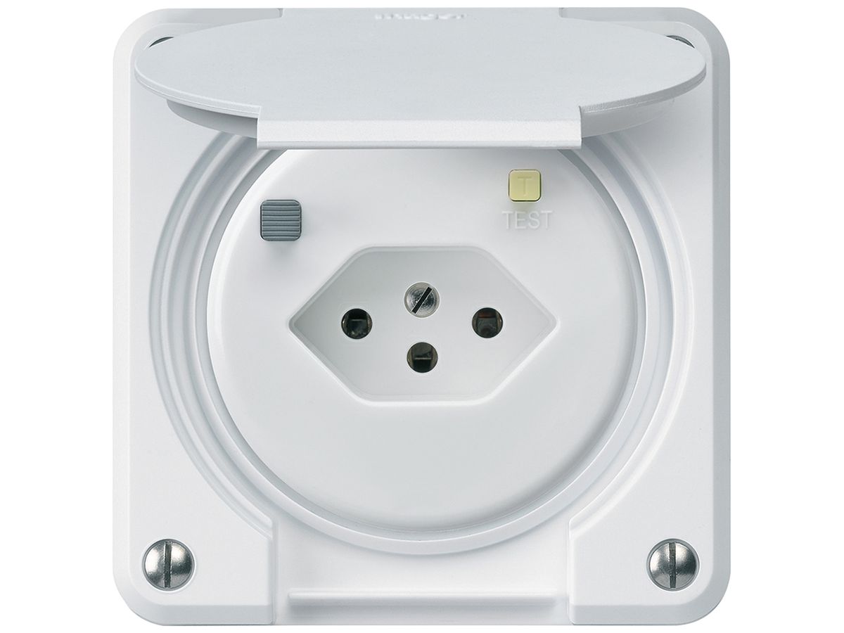 UP-FI-Steckdose robusto C T13 30mA weiss