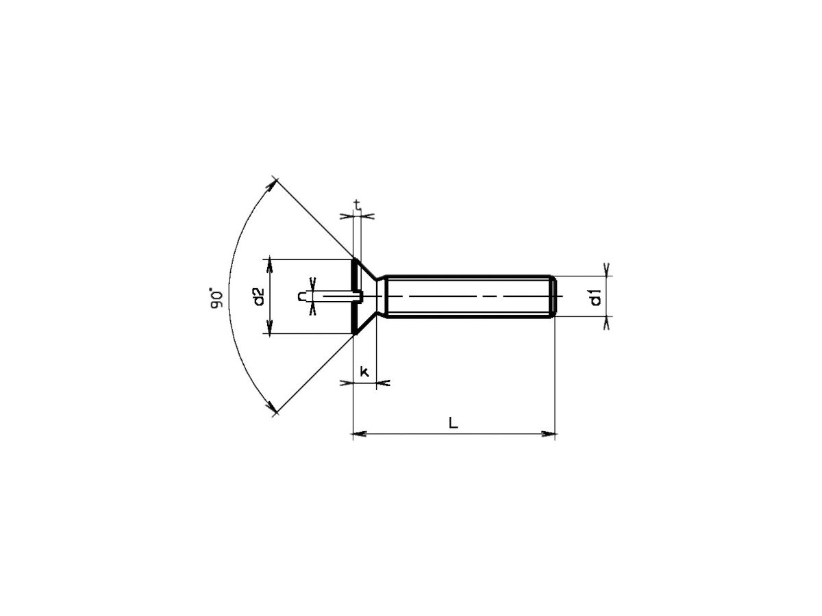 Senkkopfschraube M4×35mm DIN 963A, verzinkt chromatiert