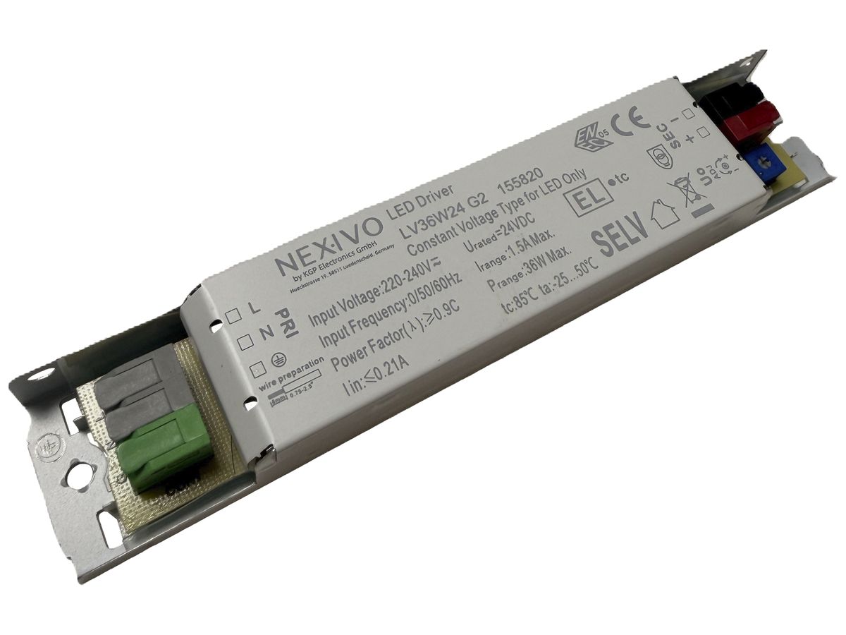 LED-Betriebsgerät KGP CV 0…36W OUT:24V 0…1500mA IP20 165×30×21mm