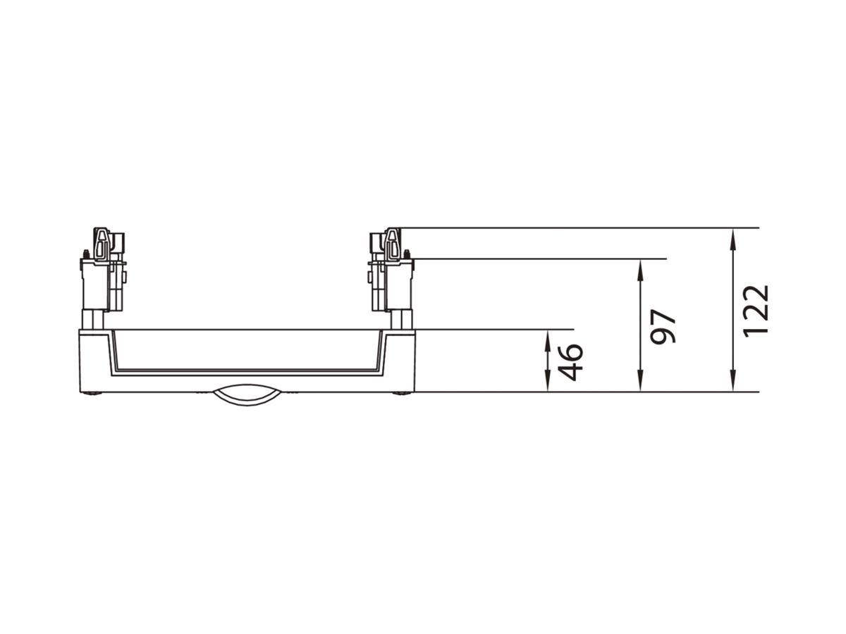Baustein Hager univers N 600×250mm f.4 Trenner DIN00 auf Sammelschiene waagrecht