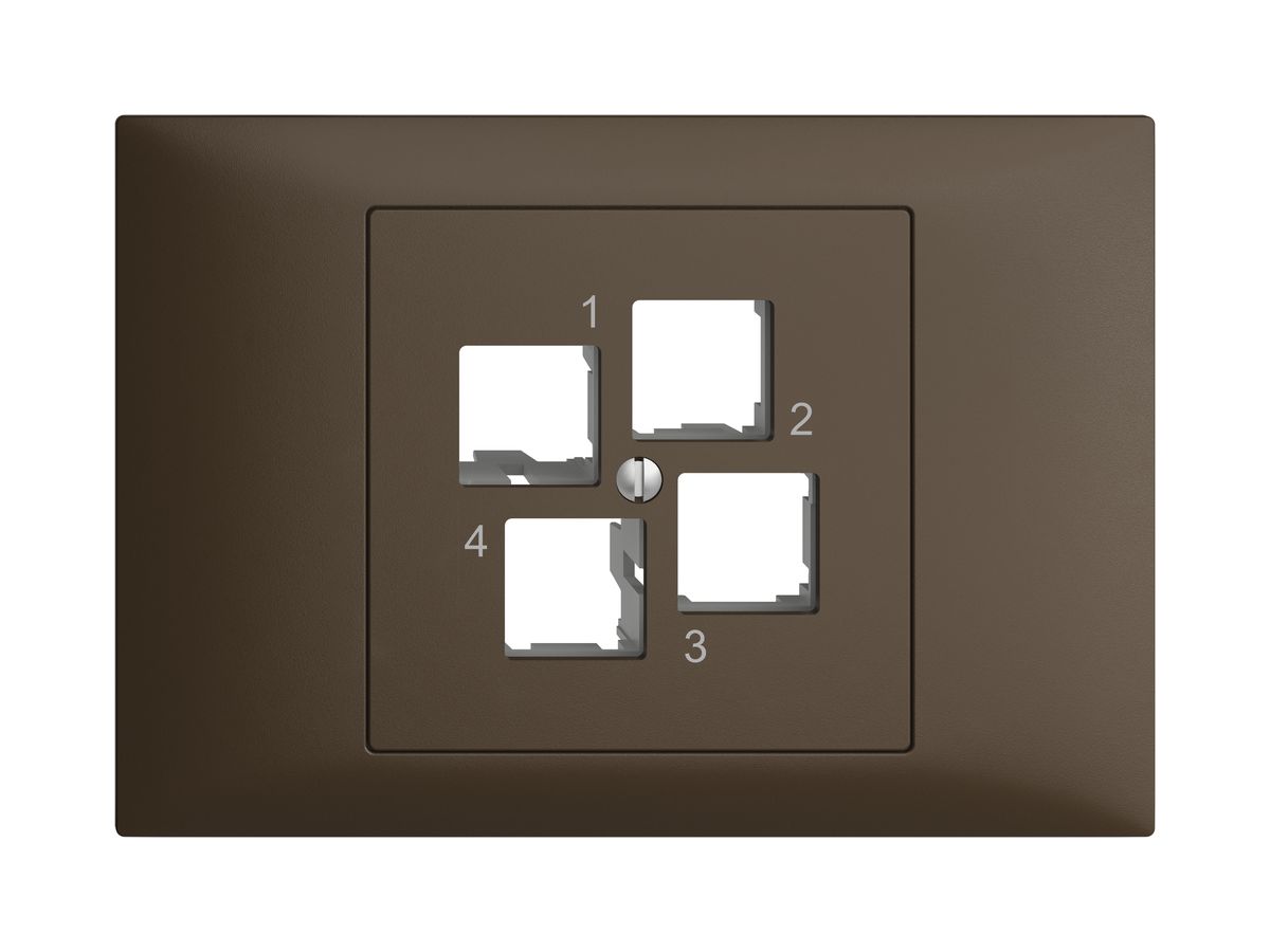 EB-Montageset EDIZIOdue BKE EASYNET S-One, für 4×RJ45, geradeauslass, coffee