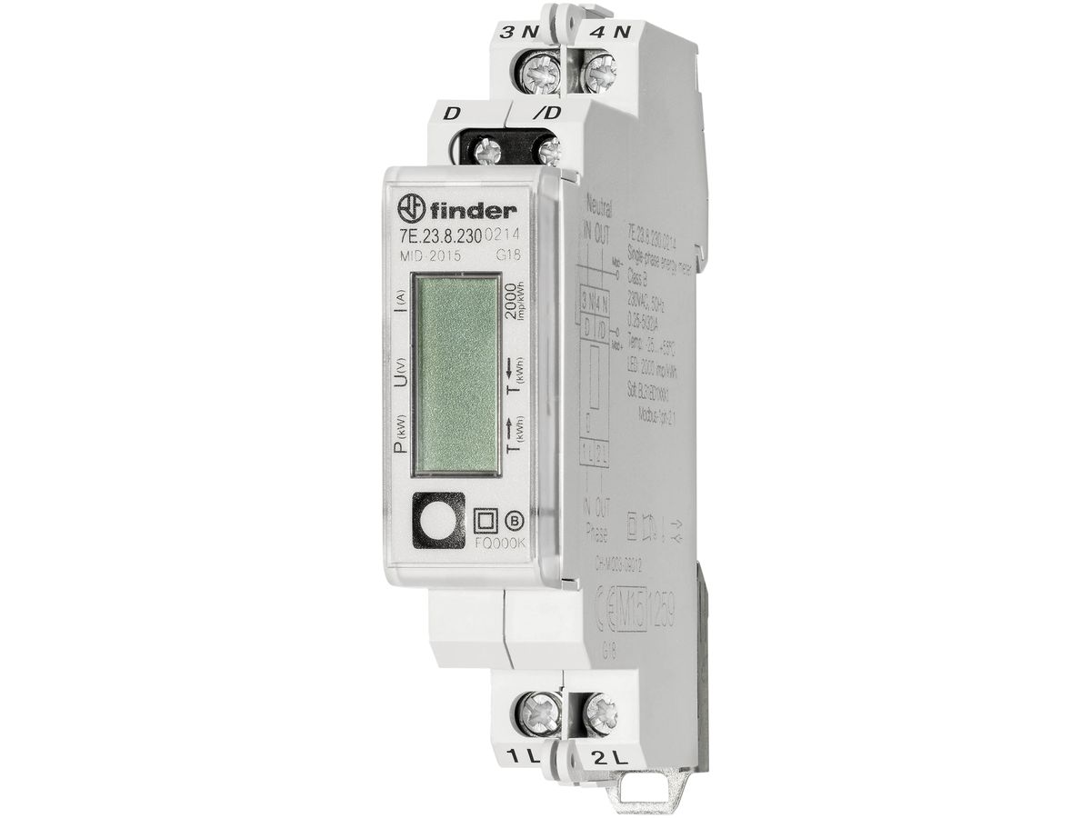 REG-Energiezähler Finder 7E.23, 1×32A direkt, MID, M-Bus