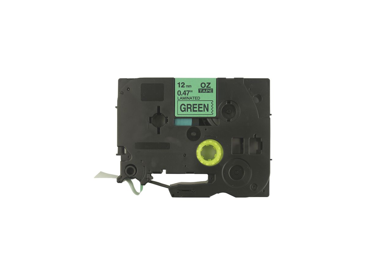 Schriftbandkassette kompatibel zu OZE-731, 12mm×8m, grün-schwarz