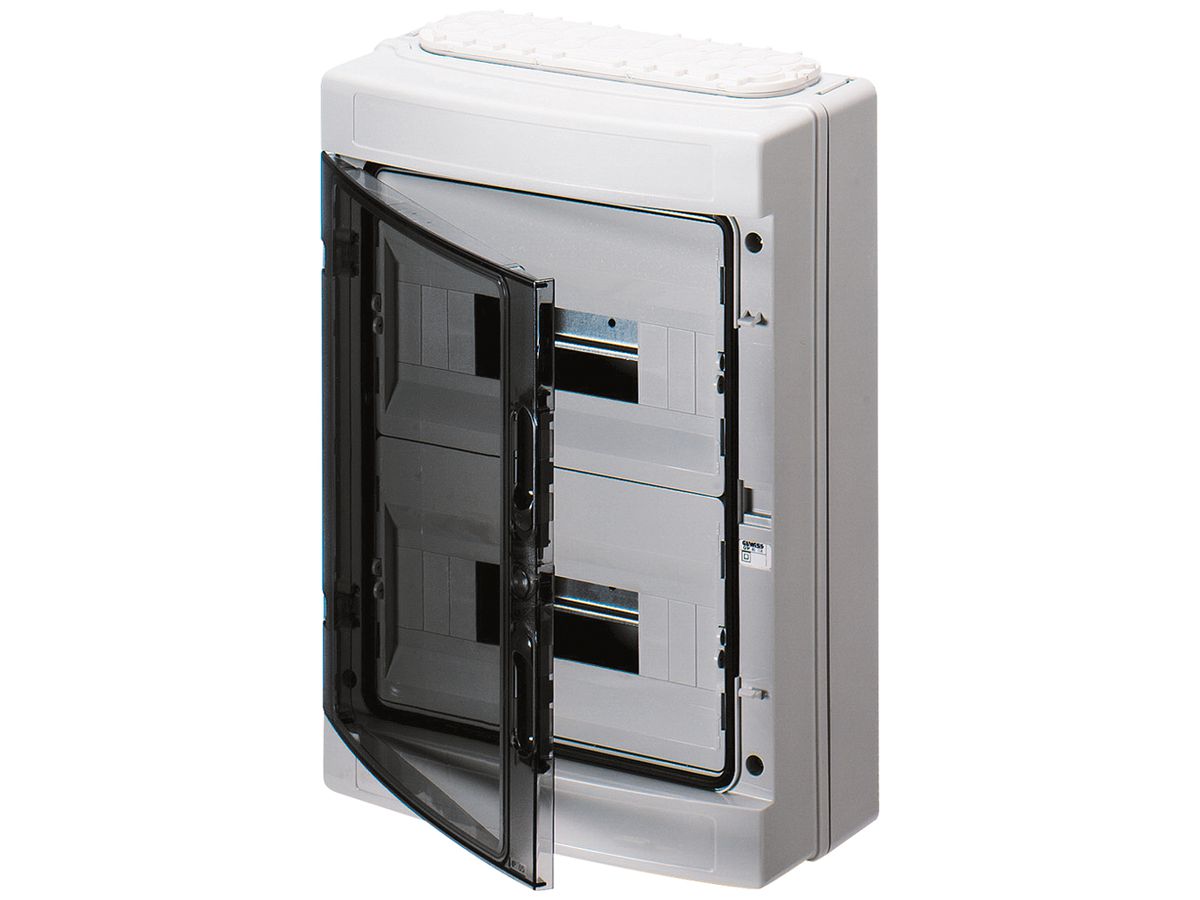 AP-Kleinverteiler Gewiss 40 CDm 2-reihig 12TE Tür IP65 420×298×140mm