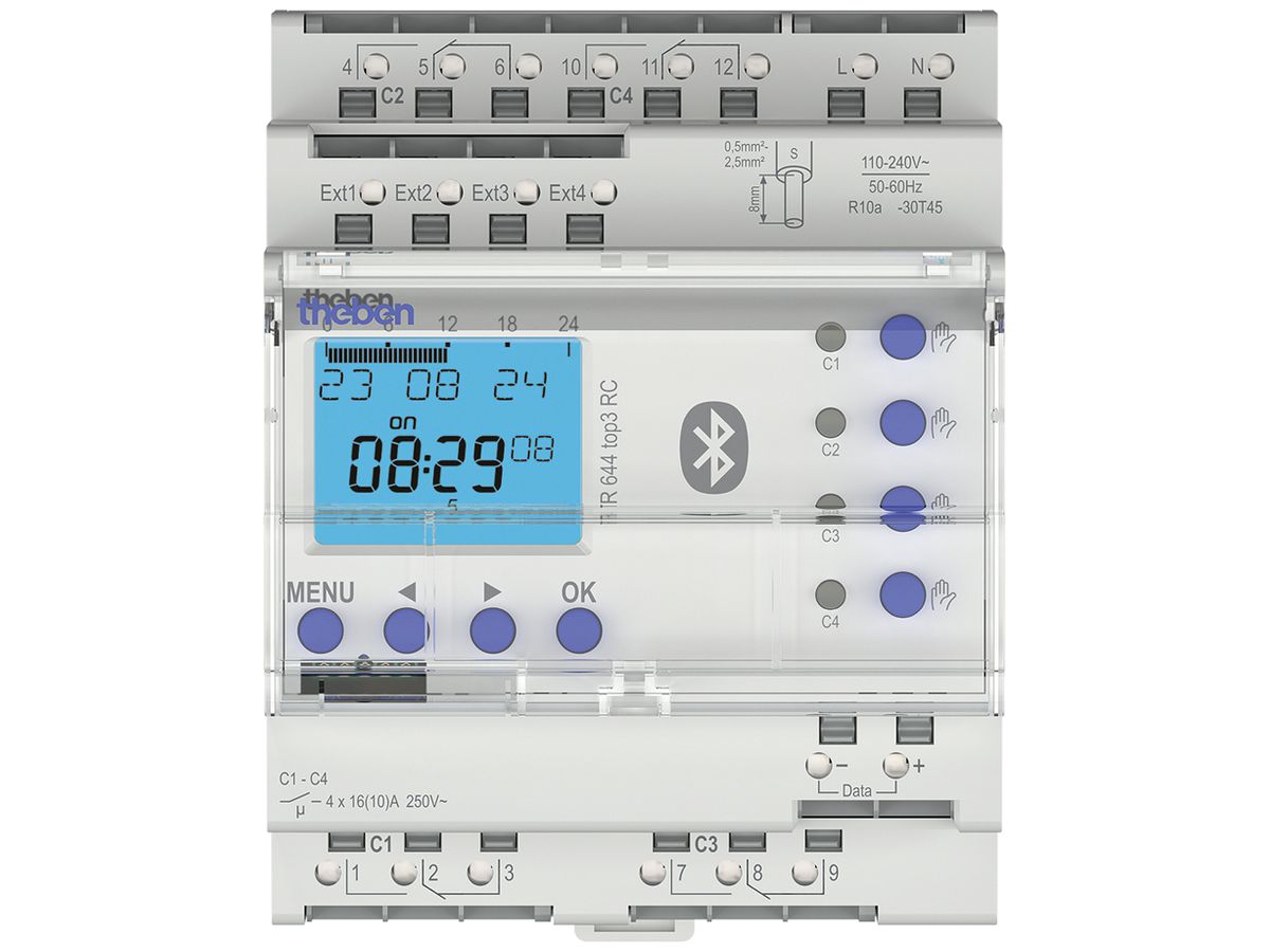 REG-Schaltuhr digital Theben TR 644 110…230V 16A Jahresprogramm 4-Kanal