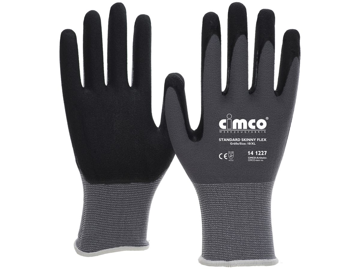 Arbeitshandschuhe CIMCO Standard Skinny Flex Grösse 8/M schwarz/grau
