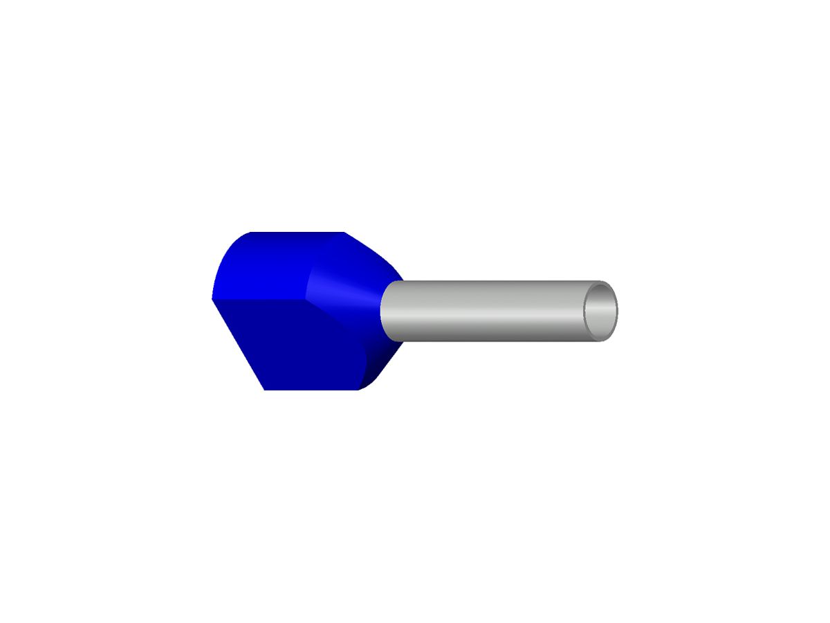 Zwillings-Aderendhülse isoliert 2×2.5mm²/12mm blau