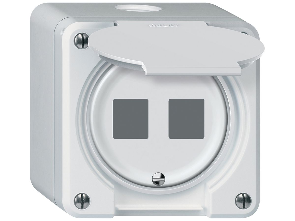 AP-Montageset robusto gerade für 2 Buchsen 86×86mm weiss